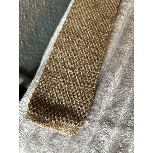 Vintage Chaps Ralph Lauren Men’s Necktie Tan/Brown Knit Neiman Marcus - Picture 2 of 16